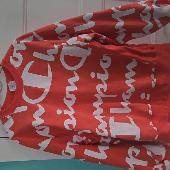 Champion logo AOP long sleeve sweatshirt size XL extra large - Picture 1 of 7